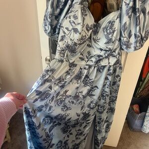 Revelry Light Blue and Navy Floral Maxi Dress